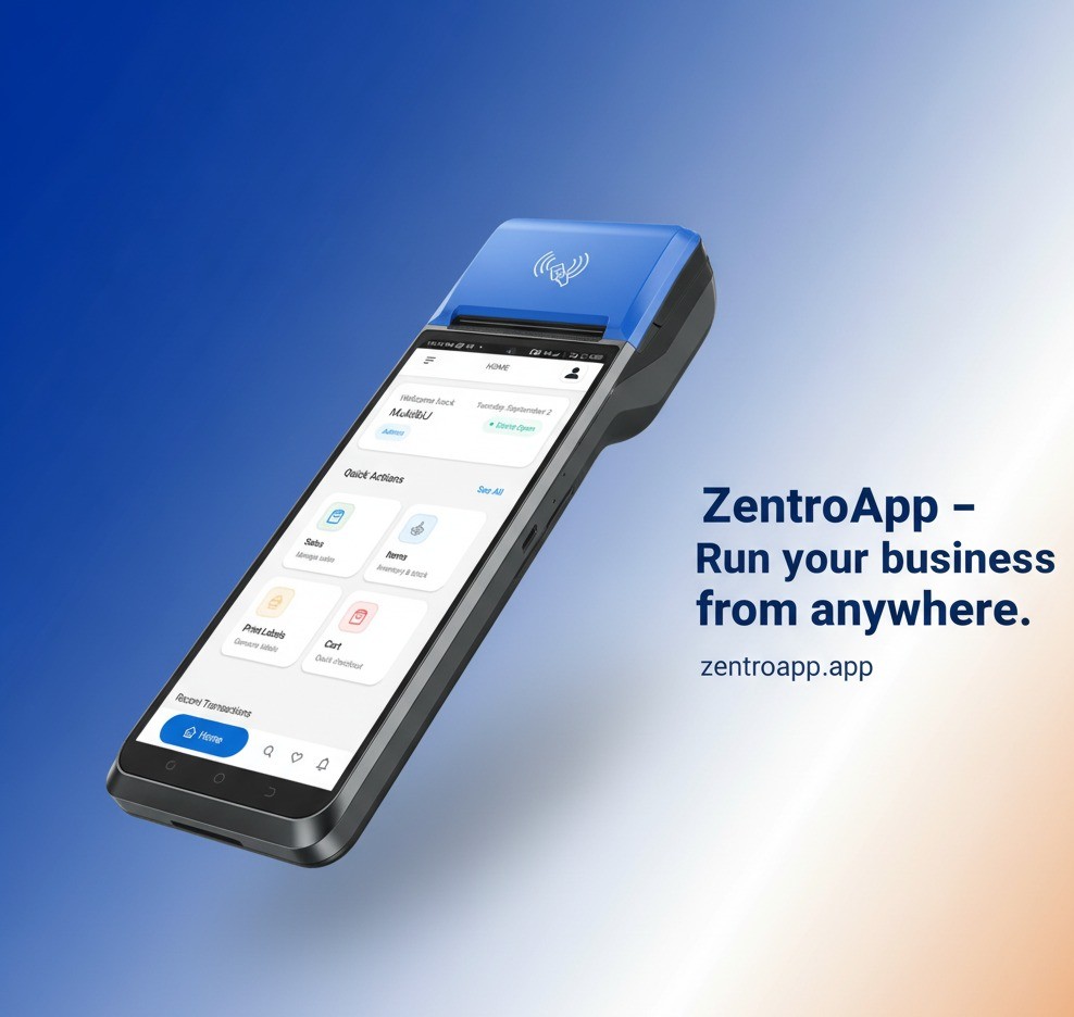 ZentroApp mobile POS app, run your business from anywhere